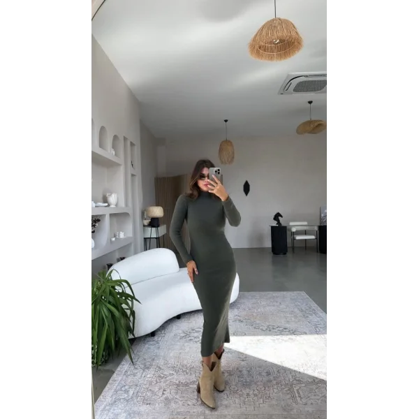 Kadın Yarım Balıkçı Yaka üet Kumaş Fırsat ürün idi Boy Elbise