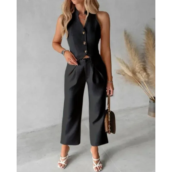 Kadın Yelek Ve Bol Paça Kısa Pantolon Fırsat ürün Ikili Takım