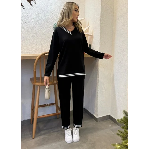 Kadın Yeni ezon Uzun Kollu Ribana Detay Ikili Takım