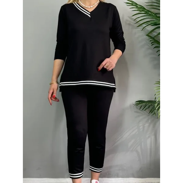 Kadın Yeni Sezon Uzun Kollu Ribana Detay Ikili Takım