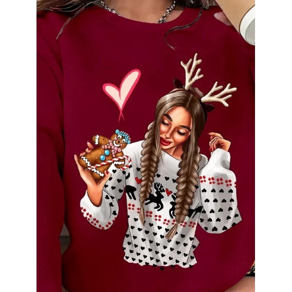 Kadın Yılbaşı özel Uzun Kollu Bisiklet Yaka Desenli Viskon Iki Iplik Bluz