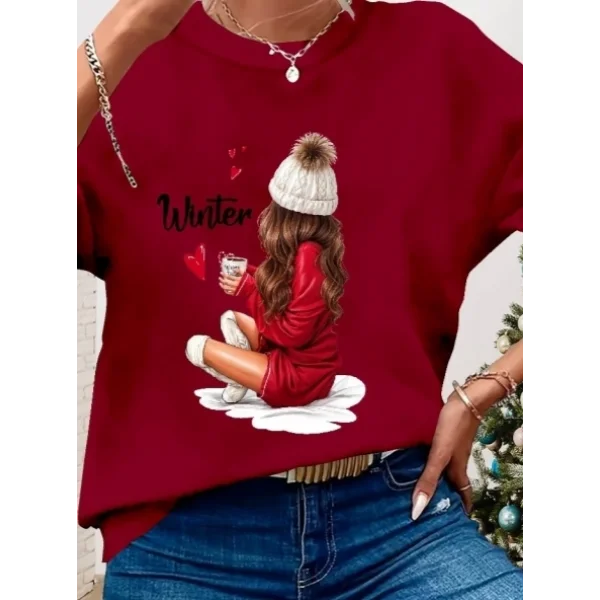 Kadın Yılbaşı özel Uzun Kollu Bisiklet Yaka Desenli Viskon Iki Iplik Bluz