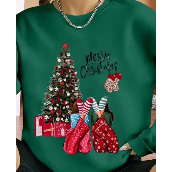 Kadın Yılbaşı Özel Uzun Kollu Bisiklet Yaka Viskon Iki Iplik Bluz