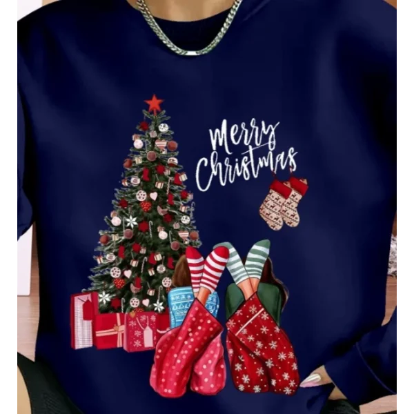 Kadın Yılbaşı Özel Uzun Kollu Bisiklet Yaka Viskon Iki Iplik Bluz