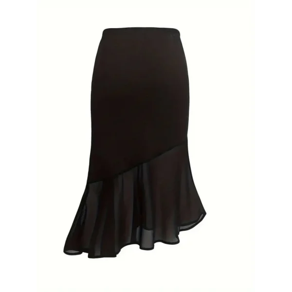 Kadın Yüksek Bel Asimetrik Detaylı Ithal Krep Etek