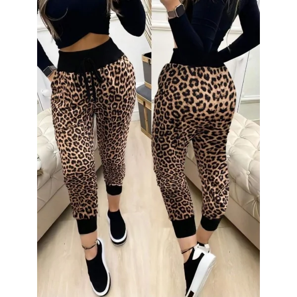 Kadın Yüksek Bel Bağcıklı Desenli Iki Iplik Pantolon