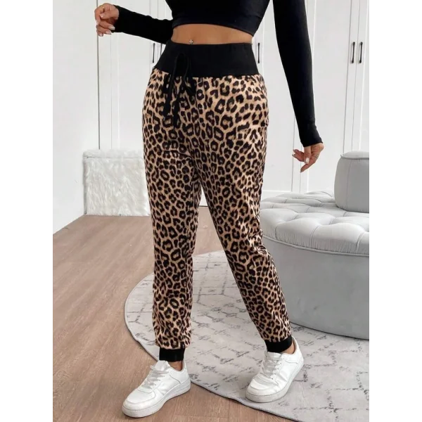 Kadın Yüksek Bel Bağcıklı Desenli Iki Iplik Pantolon