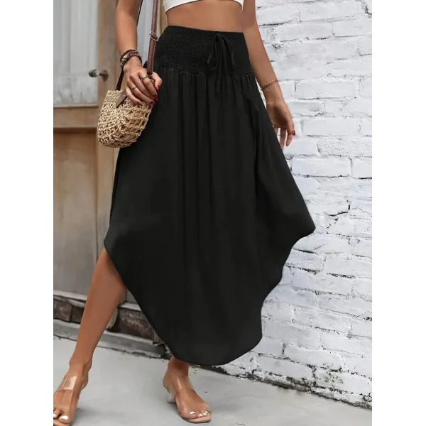 Kadın Yüksek Bel Belden Bağlamalı Asimetrik Kesim Detaylı Sandy Etek