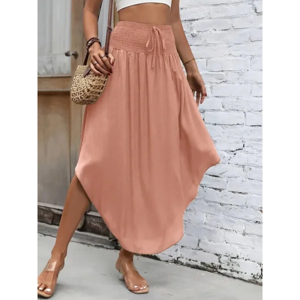 Kadın Yüksek Bel Belden Bağlamalı Asimetrik Kesim Detaylı Sandy Etek