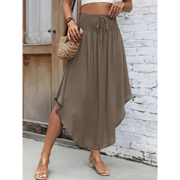 Kadın Yüksek Bel Belden Bağlamalı Asimetrik Kesim Detaylı Sandy Etek