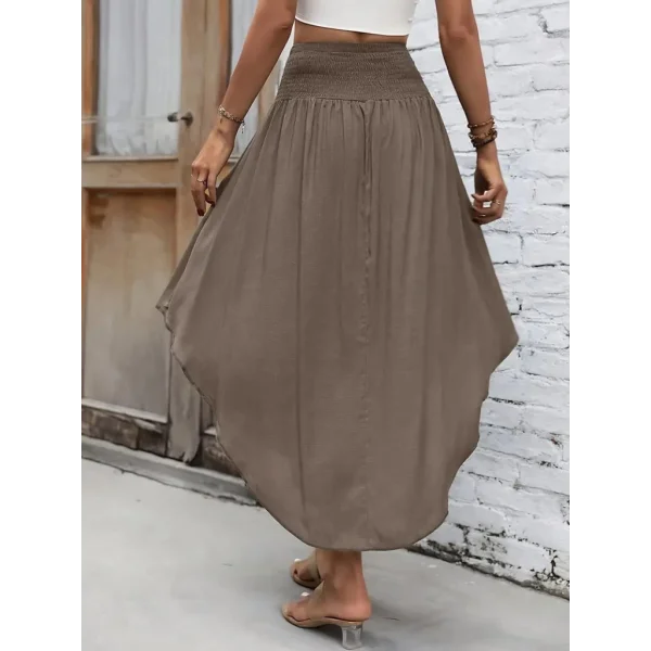 Kadın Yüksek Bel Belden Bağlamalı Asimetrik Kesim Detaylı Sandy Etek