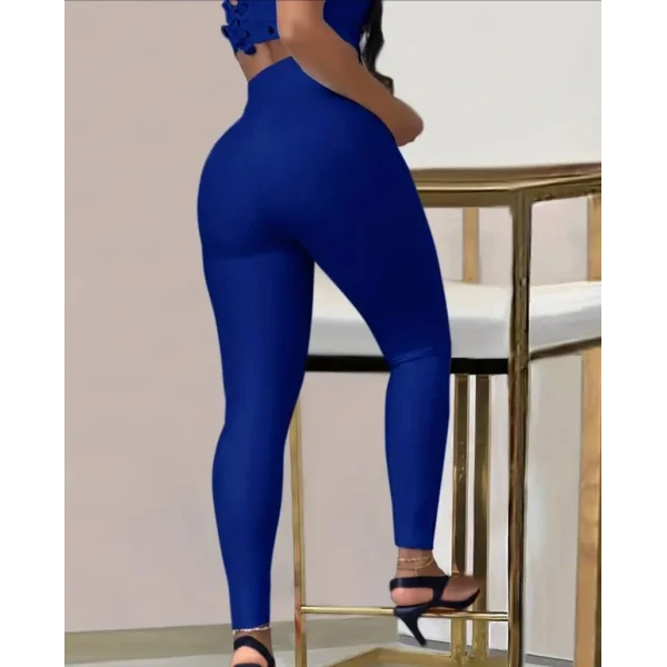 Kadın Yüksek Bel Belden Toka Detaylı Dalgıç Tayt