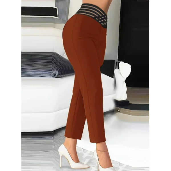 Kadın Yüksek Bel Beli Lastikli Cepsiz Ithal Krep Pantolon