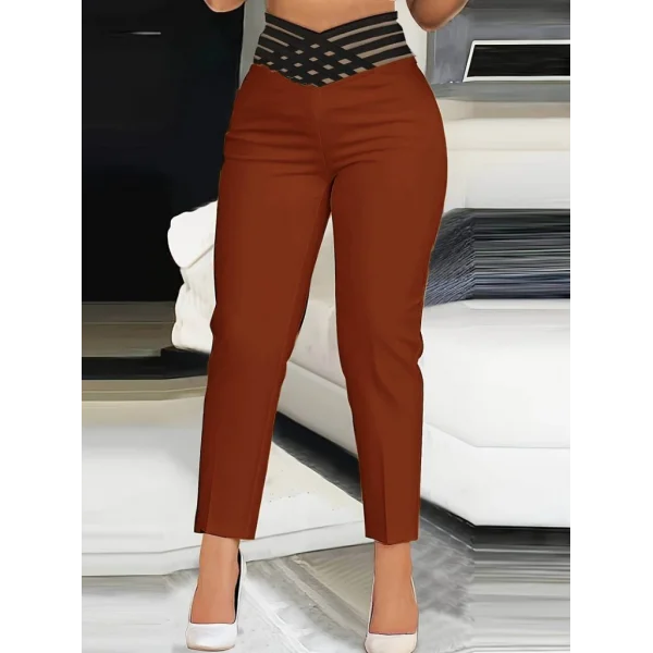 Kadın Yüksek Bel Beli Lastikli Cepsiz Ithal Krep Pantolon