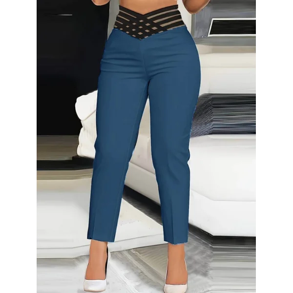 Kadın Yüksek Bel Beli Lastikli Cepsiz Ithal Krep Pantolon
