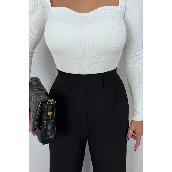 Kadın Yüksek Bel Cepli Cırt Kapama Janjan Krep Pantolon