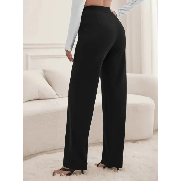 Kadın Yüksek Bel Cepli Geniş Kesim Ithal Krep Pantolon