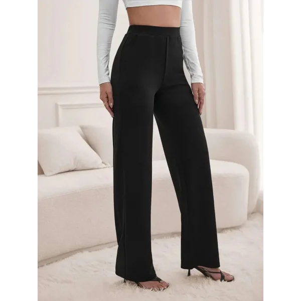 Kadın Yüksek Bel Cepli Geniş Kesim Ithal Krep Pantolon