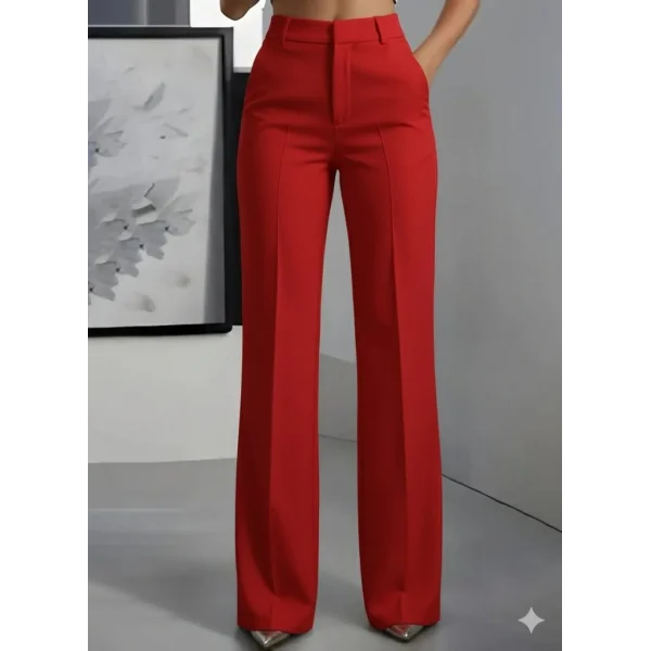 Kadın Yüksek Bel Cepli Ithal Krep Pantolon