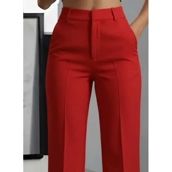 Kadın Yüksek Bel Cepli Ithal Krep Pantolon