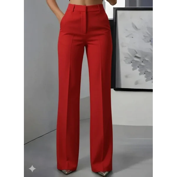 Kadın Yüksek Bel Cepli Ithal Krep Pantolon