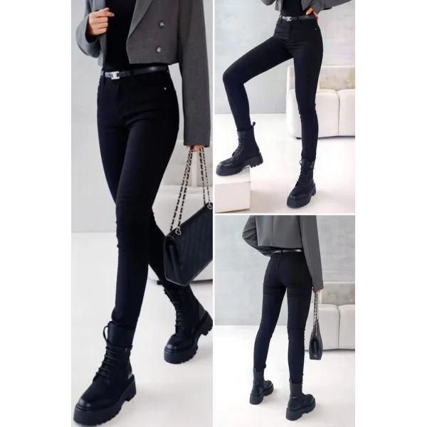 Kadın Yüksek Bel Cepli Kemersiz Kot Pantolon