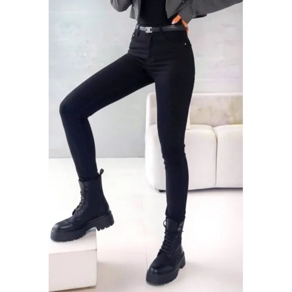 Kadın Yüksek Bel Cepli Kemersiz Kot Pantolon