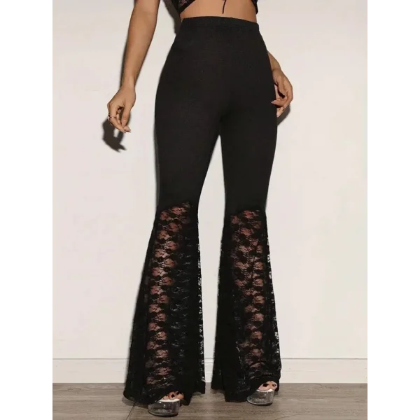 Kadın Yüksek Bel Dantel Detaylı Dalgıç Pantolon