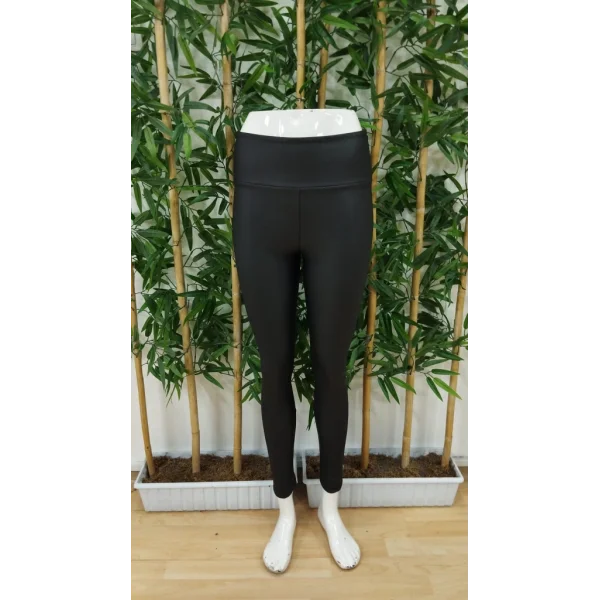 Kadın Yüksek Bel Dar Paçalı Likralı şardonlu Deri Tayt