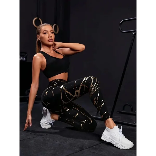 Kadın Yüksek Bel Desenli Spor Tayt