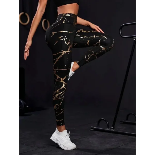 Kadın Yüksek Bel Desenli Spor Tayt