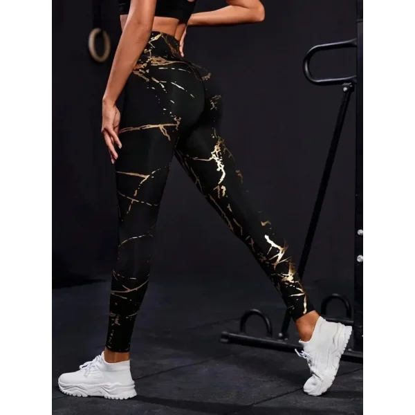 Kadın Yüksek Bel Desenli Spor Tayt