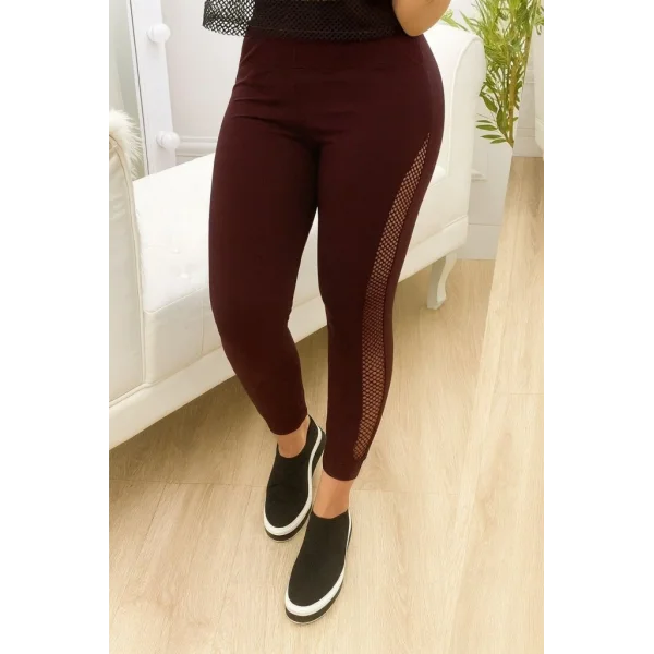 Kadın Yüksek Bel File Detaylı Dar Kesim Viskon Iki Iplik Pantolon