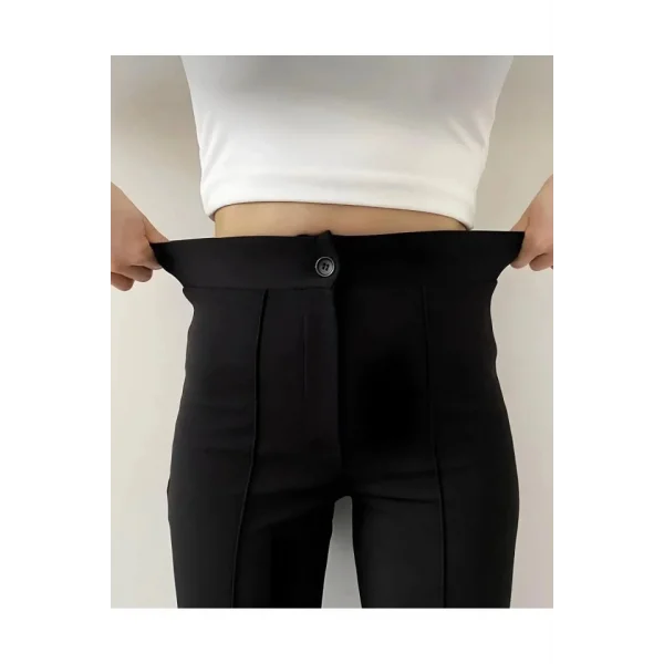 Kadın Yüksek Bel Full ikralı Krep Kumaş Pantolon