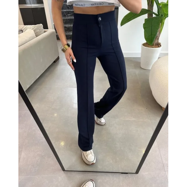 Kadın Yüksek Bel Full Likralı Krep Kumaş Pantolon