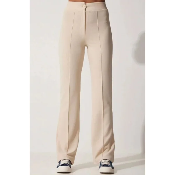 Kadın Yüksek Bel Full Likralı Krep Kumaş Pantolon