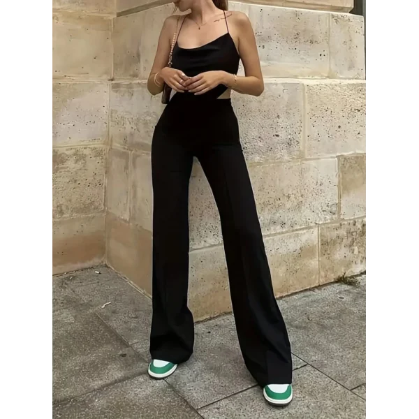 Kadın Yüksek Bel Geniş Paçalı Ithal Krep Pantolon