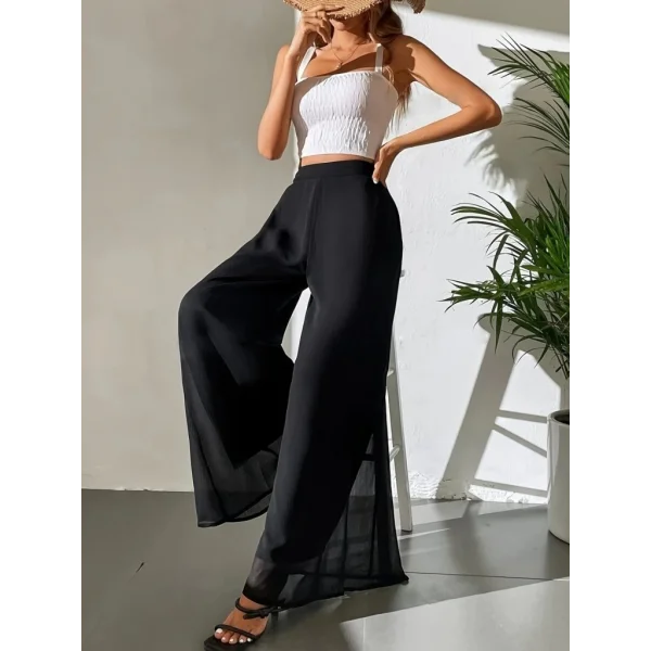 Kadın Yüksek Bel Geniş Paçalı şifon Pantolon