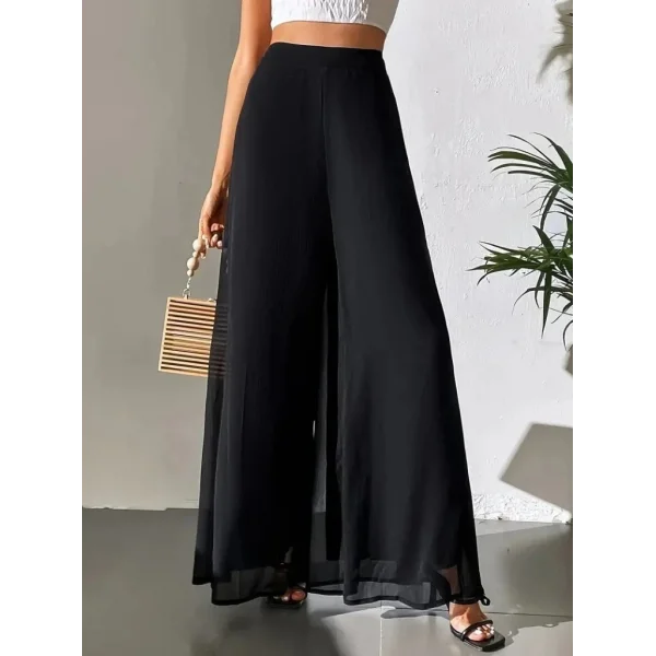 Kadın Yüksek Bel Geniş Paçalı şifon Pantolon