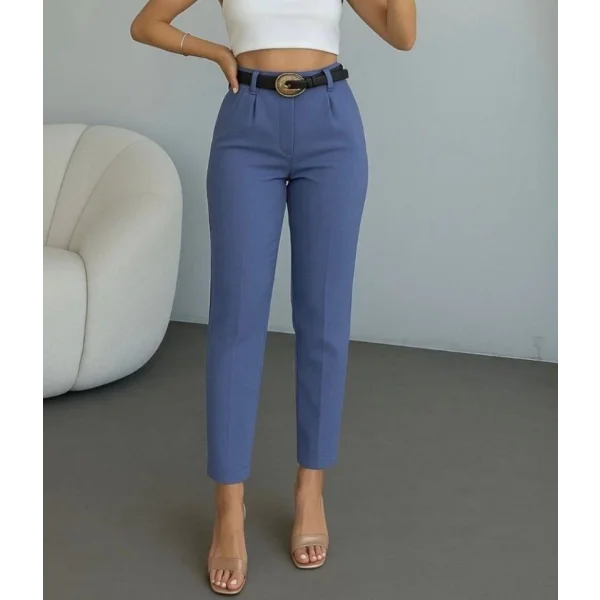 Kadın Yüksek Bel Gipe Detay Dar Paça Kısa Pantolon