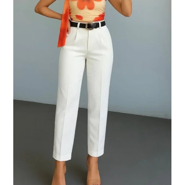 Kadın Yüksek Bel Gipe Detay Dar Paça Kısa Pantolon