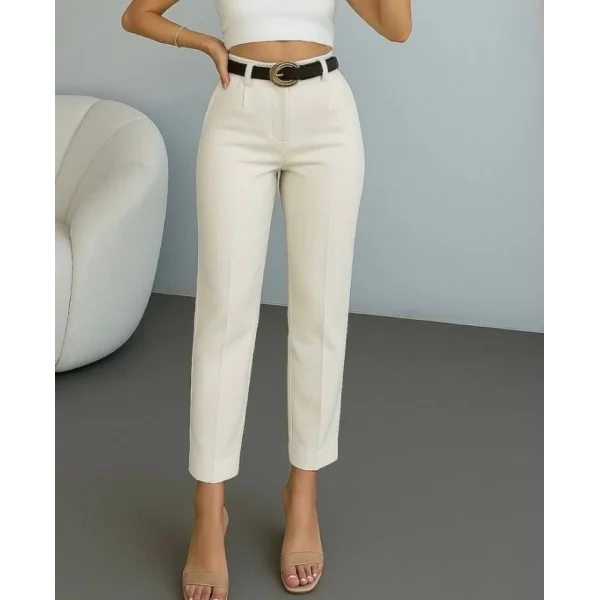 Kadın Yüksek Bel Gipe Detay Dar Paça Kısa Pantolon