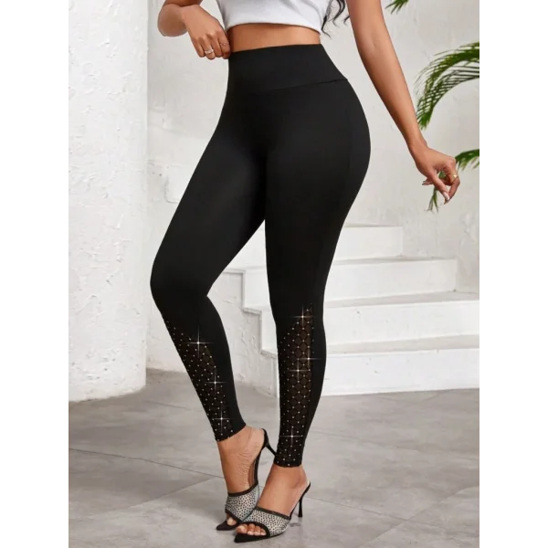 Kadın Yüksek Bel ışıltılı Tül Geometrik Detaylı Dalgıç Tayt