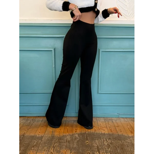 Kadın Yüksek Bel Ispanyol Paça Dalgıç Pantolon