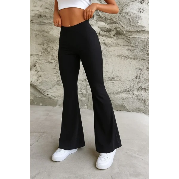 Kadın Yüksek Bel Ispanyol Paça Dalgıç Pantolon