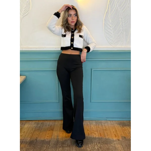 Kadın Yüksek Bel Ispanyol Paça Dalgıç Pantolon