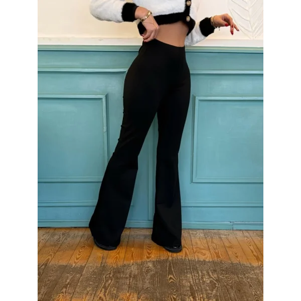 Kadın Yüksek Bel Ispanyol Paça Dalgıç Pantolon