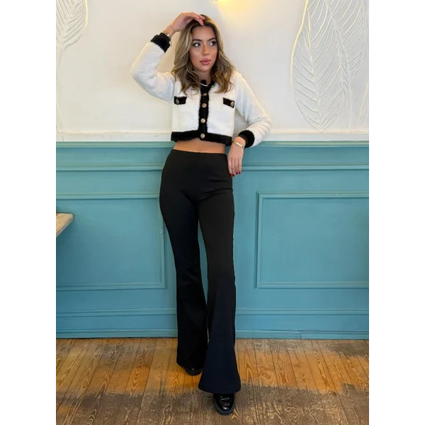 Kadın Yüksek Bel Ispanyol Paça Dalgıç Pantolon