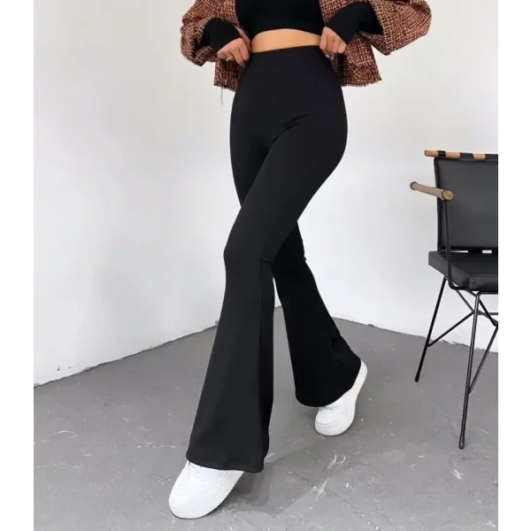 Kadın Yüksek Bel Ispanyol Paça Dalgıç Tayt