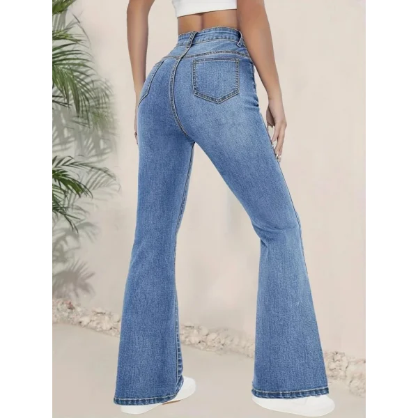 Kadın Yüksek Bel İspanyol Paça Kot Pantolon